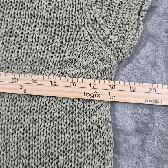 J Crew Top Womens XL Green Textured Sweater Tee Loose Knit Boho Beachy Coastal - Picture 7 of 8